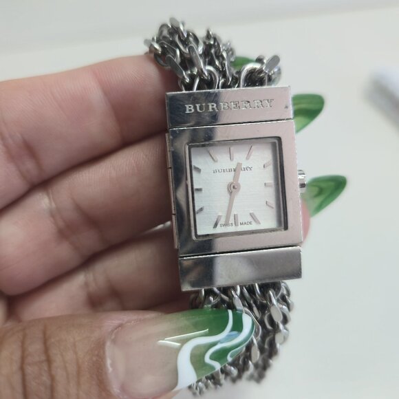 Burberry Women's Silver tone Multi Chain Watch Swiss Made Gorgeous! - Picture 1 of 11